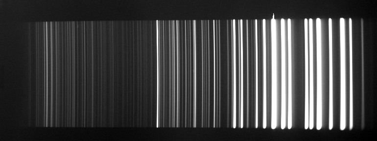 50% resized image of spectrum from calibrationlamp  with calibration unit of ALPY600 and ST10XME camera in 1x1 binning