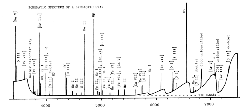 Spectre schématique d'une étoile symbiotique