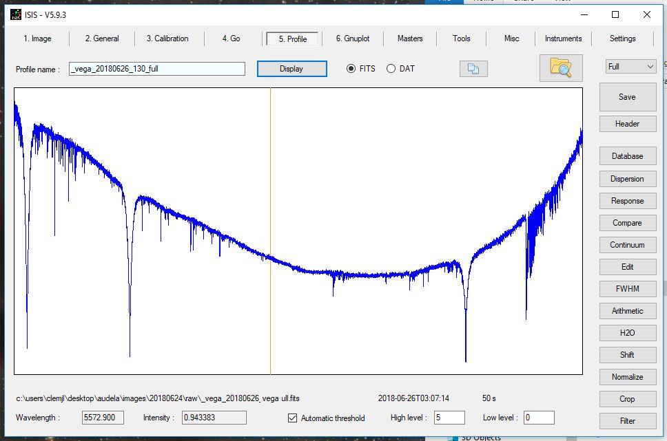 Spectrum of Vega using eShel