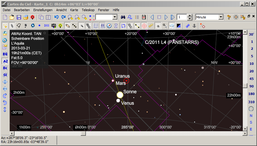 sky view for L'Aquila at time of spectrum