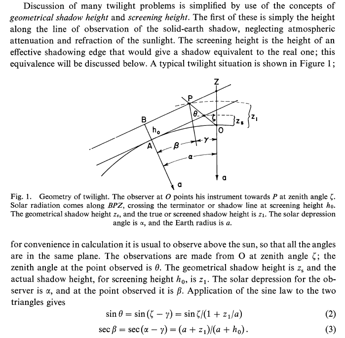 geometry of sun Na-layer and observer