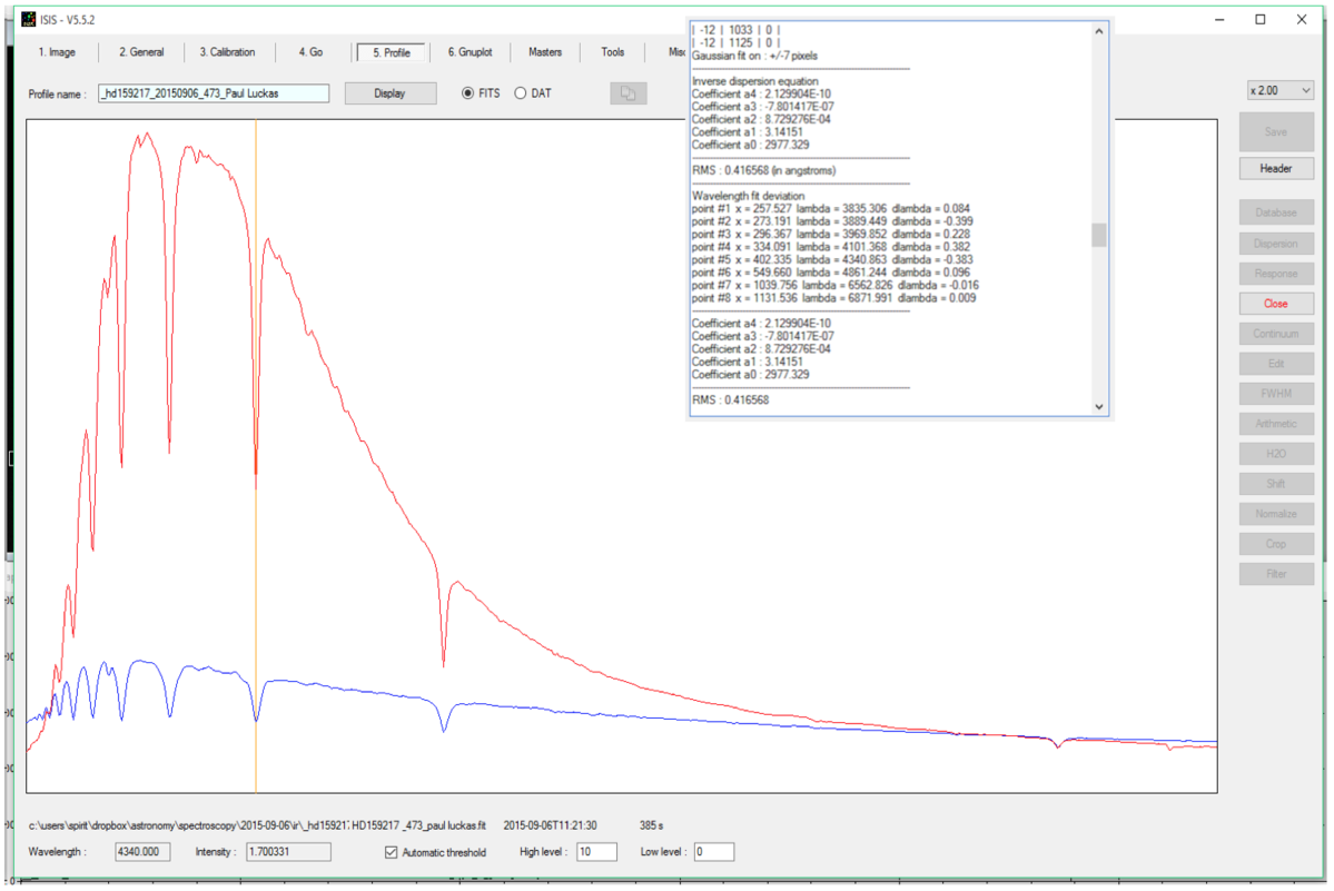 ISIS Predefined calibration mode using Balmer line