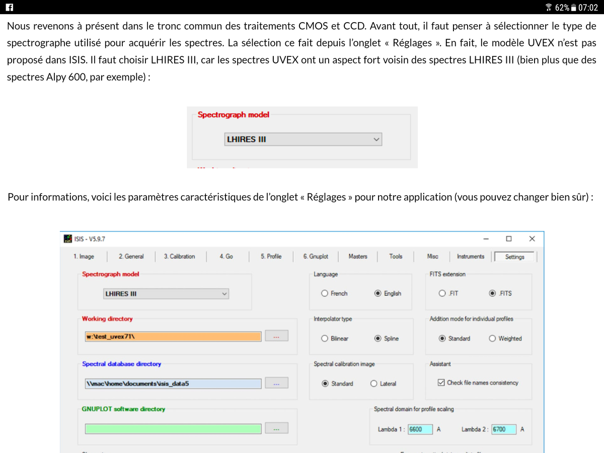 Choix type spectro